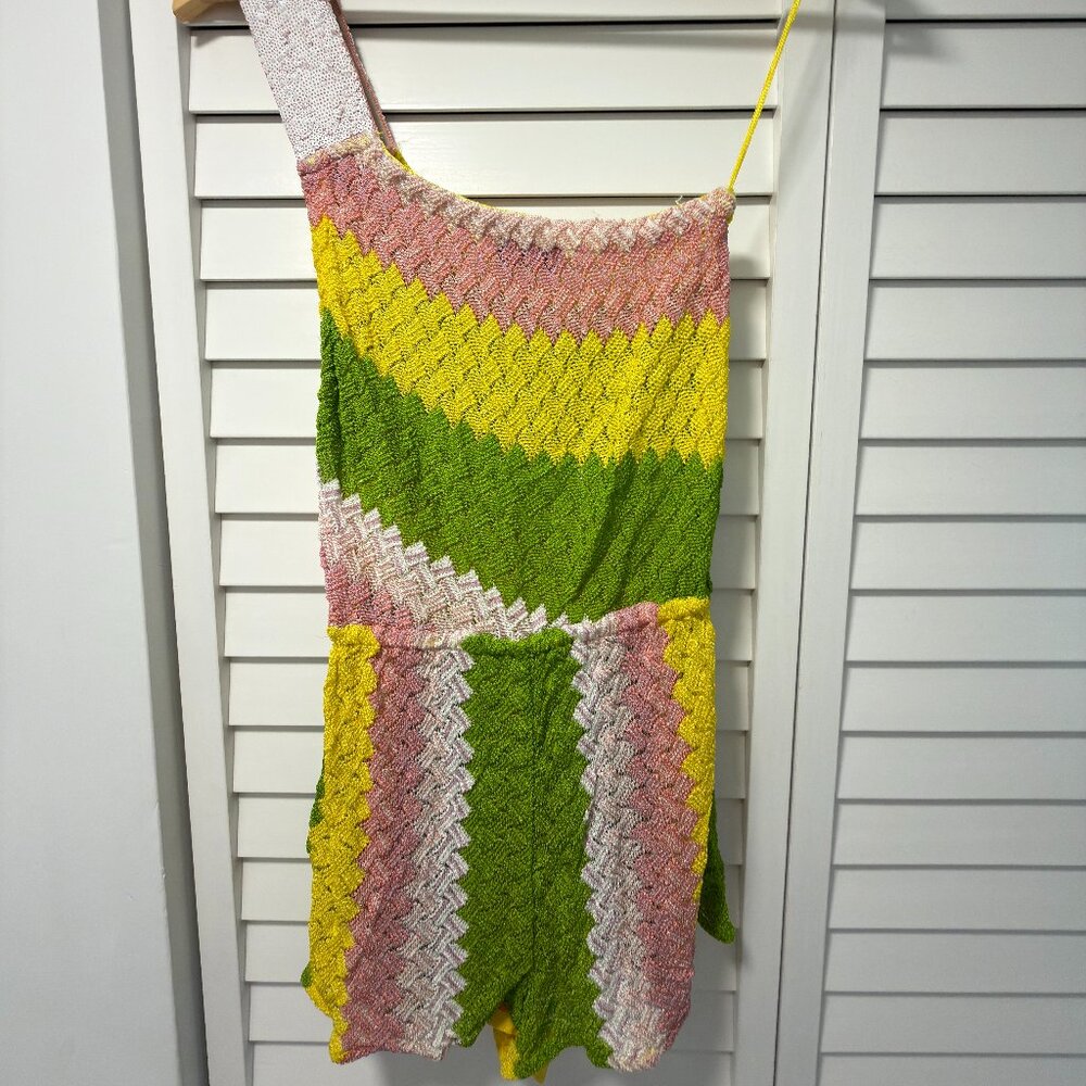 Missoni One-Shoulder Beachwear Jumpsuit — Size IT 40 — Waist Tie, Sequin Strap